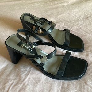 Strappy Black Leather Heel